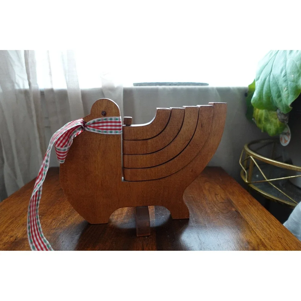 Wooden Bird‎ Candelabra 5 stick Candle Holder